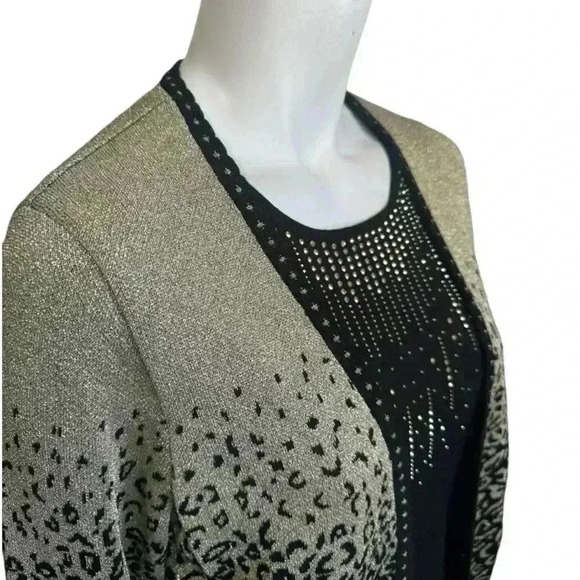 ALFRED DUNNER Ombre Metallic Leopard Twin Set Glam Retro Women's Size Medium - Picture 9 of 12